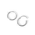 Minimalist high-polish titanium steel hoop earrings set with seamless closure on white background - Circle Style / 1 Piece/Pack (8mm) / Silver
