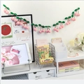 Decorazione da parete con pompon a ciliegia rosa per camera in stile coreano - Pallina di Bacche Rosa Scuro / 12 paia per filo / Lunghezza 2,3 m
