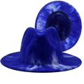 Cappello Fedora in feltro di lana blu tie-dye con tesa larga e fascia interna - M (56-58cm) / Blu Scuro Tie-Dye (01)