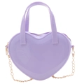 Lavender heart-shaped jelly mini bag with glossy finish and gold chain strap - Violet