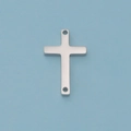 Gepolijste zilveren roestvrijstalen kruishanger met twee gaten voor DIY sieraden - 11*18mm Dubbele Gat Kruis / Staalkleur
