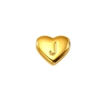 Golden heart-shaped titanium steel bead charm with engraved letter J in mirror finish - Letter J Style (S-P143-J)