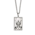 Silver-tone stainless steel The Hierophant tarot card pendant on a classic cable chain - The Hierophant / Steel