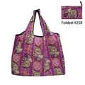 Foldable purple shopping bag with golden elephant pattern and compact storage form - Purple Geometric Elephant