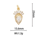 Detail view of 18k gold plated crown pendant with white zircons showing 23mm x 15.6mm size - Crown