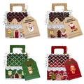 Christmas house shaped candy gift box set with gingerbread house patterns and tags - S861# Christmas House Boxes Set of 24