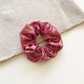 French vintage rose pink scrunchie with metallic gold coating for messy bun styles - Medium / Gold Thread Rose Pink