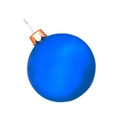 Single large blue glossy mirror finish Christmas ball ornament with gold metallic cap - Blue