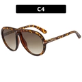 Montatura vintage da aviatore tartarugata ambra C4 con lenti sfumate marroni di tendenza - Leopardo Marrone Sfumato