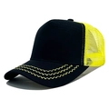 Trucker-Cap aus Mesh in Schwarz und Neongelb mit dekorativen Wellennähten für Sport - Verstellbar (56-58cm) / Schwarz & Gelb