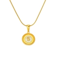 18k gold plated round lace pendant necklace with white enamel initial S letter - White Letter S
