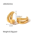 Golden titanium steel twist earrings with size 2.1x1.1cm measurements and mirror finish - Gold Twisted Rope C-Shape Earrings / Gold