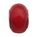 Sparkling red rhinestone charm bead with metal edges for DIY bracelet jewelry making - Polished Large Hole Bead (13288)