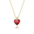Collana a cuore in argento S925 con ciondolo in pietra portafortuna rossa e oro - Gennaio - Cuore Rosso