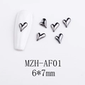 Dettaglio dei ciondoli per unghie a cuore 3D 6x7mm in lega con finitura argento scuro - Cuore 3D Pieno (AF01)