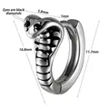 Vintage silver cobra snake hoop earring with black crystal eyes and scale texture - Snake with Black Zirconia Eyes