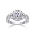 Detailed macro view of S925 sterling silver wedding ring with pave-set round lab diamonds - R13431-5.0/50 Points/5.0mm-gra/black Card / US Size 7 / Circumference 54.3mm