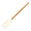 Silicone baking spatula with natural beech wood handle in white color variant - [Beech Wood] Large Flat Spatula