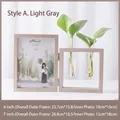 Light gray wood folding photo frame with dual glass hydroponic plant tubes, 6 and 7 inch size - 7" / Light Gray