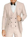 Slim fit three-piece suit in elegant beige with double-breasted vest and dress pants - XXS / Beige