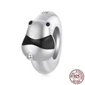 Cartoon animal charm in S925 sterling silver with black accents for DIY bracelets - Cartoon With Sunglasses (SCC2995)