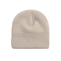 Detailed knit texture of a warm beige beanie showing fine craftsmanship and stretch material - Off White