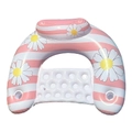 Inflatable pool float chair with pink white stripes and daisy pattern in PVC - U-Shaped Water Lounger / Pink Stripe Daisy U-Shaped Float