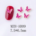 Macro view of hot pink enamel alloy butterfly nail charms with golden metal edges - Rose Red Gold Edge Large Butterfly Style (AB09)