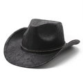 Cappello da cowboy nero vintage con texture screpolata e fascia borchiata su sfondo bianco - Nero Calotta Cowboy