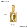Détail macro d'un pendentif rectangulaire de 1,5 cm avec un zircon jaune-vert serti - BP48709B2A5 (Zircone Vert Clair)