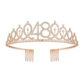 Elegante tiara in oro rosa per il 48° compleanno con cristalli e pettini per capelli - 48 anni