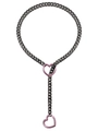 Punk style stainless steel Y-shaped Cuban link necklace with dual pink heart pendants - Pink Heart-6MM