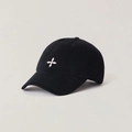 Casquette de baseball en coton noir avec broderie emblème croix blanche sur le devant - Réglable / Noir Sauvage