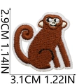 Detailed close-up of brown monkey embroidery patch showing dimensions 3.1cm by 2.9cm - No.3 Monkey