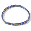 Bohemian Tila bead bracelet featuring deep blue and rainbow metallic rectangular beads - Dark Blue Iridescent Mix (TL-B24042605A)