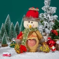 Christmas snowman gift bag with brown burlap fabric and heart-shaped clear window - Christmas Cartoon Snowman Bag
