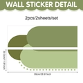 Minimalist green arched PVC self-adhesive wall stickers in a 2-piece geometric set - Olive Green Series (UV24Y11844T_R) / 99x30CM 2 Sheets Set