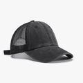 Cappellino trucker nero invecchiato con retro in rete traspirante e cotone lavato vintage - Regolabile / Nero