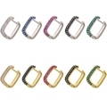 U-förmige Huggie-Ohrringe in Gold und Silber mit bunten CZ-Steinen in Rechteckform - Klein / Gold Weißer Zirkonia