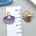 Cartoon purple shell pendant and gold alloy charm set with scale measurement - Purple Pearl Shell
