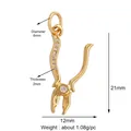 Golden plier pendant with cubic zirconia inlay and 21mm size dimensions shown - Gold Zirconia Pliers