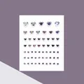 Adesivi strass a forma di cuore con brillanti cristalli d'argento in misure miste - 57 Pezzi 4 Dimensioni Cuore / Bianco
