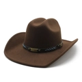 Chapeau de cowboy western classique en feutre marron foncé avec large bord et clous - café