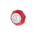 Faceted red crystal resin large hole bead with silver metal core for DIY charm bracelets - Style 5 (Red)