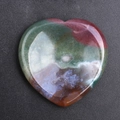 Polished heart-shaped thumb stone made of natural colorful agate and jasper crystal - African Blood Stone