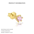 Pink heart zircon stud earring in 18K gold plated S925 sterling silver for women - Gold / Single Pink Zirconia