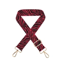 Adjustable wide polyester shoulder strap with red and black zebra pattern and gold hardware - Red Zebra Stripe