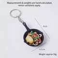 Miniature fried noodles pan keychain, realistic 4.1cm resin food charm for bags - Fried Noodles with Fish Tofu - Keychain