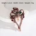 Vintage bronze alloy bow and heart brooch with colorful rhinestones and pearl drop charm - Vintage Hollow Heart Pearl Style (HC1034 Pink Gold)
