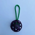 Purple hollow geometric dog toy ball made of TPR rubber with a bright green lanyard - Purple with Solid Color Single Ear Ball